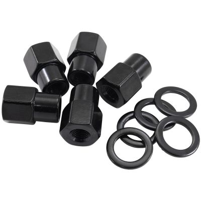 0.550" Shank Open Black Wheel Nuts - 1/2-20" Pack of 5, Washer Seat with Shank