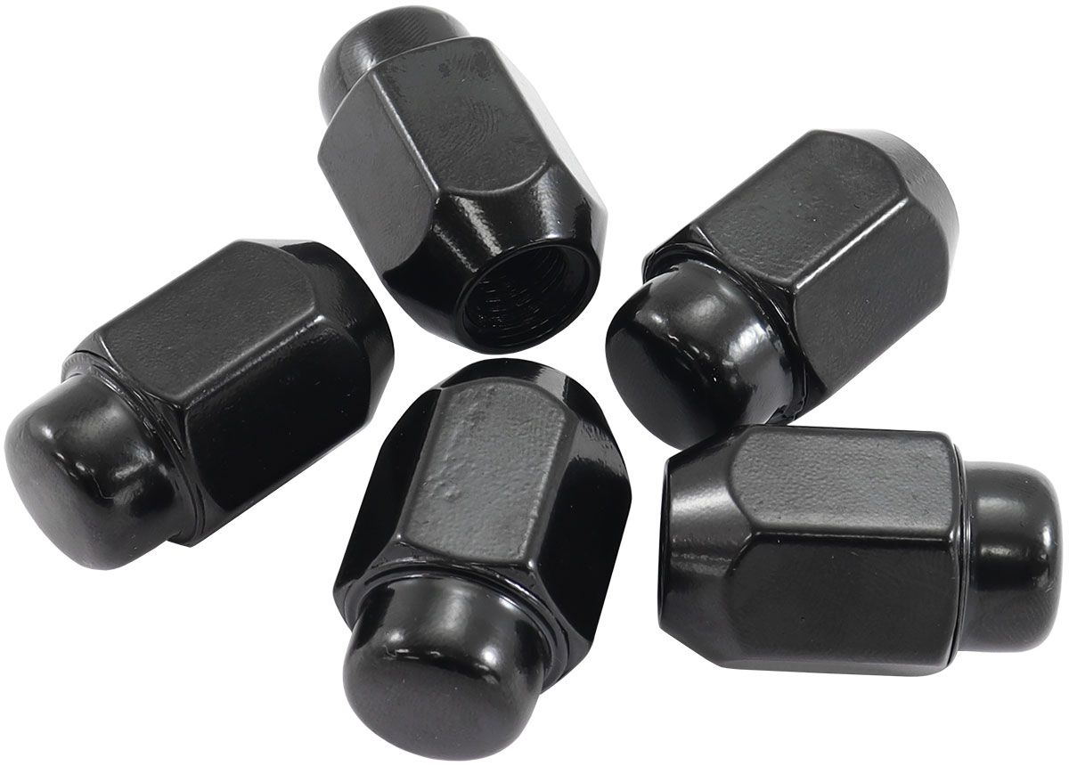 Acorn Medium Closed Black Wheel Nuts - 7/16-20" Pack of 5, 60 Degree Taper