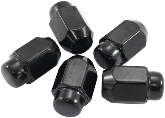 Acorn Medium Closed Black Wheel Nuts - 1/2-20" Pack of 5, 60 Degree Taper