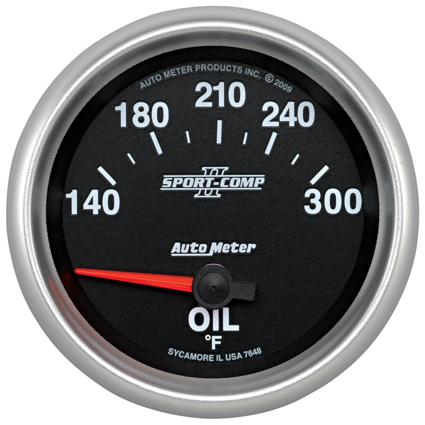 Sport-Comp II Oil Temperature Gauge 2-5/8", Short Sweep Electric, 140-300°F