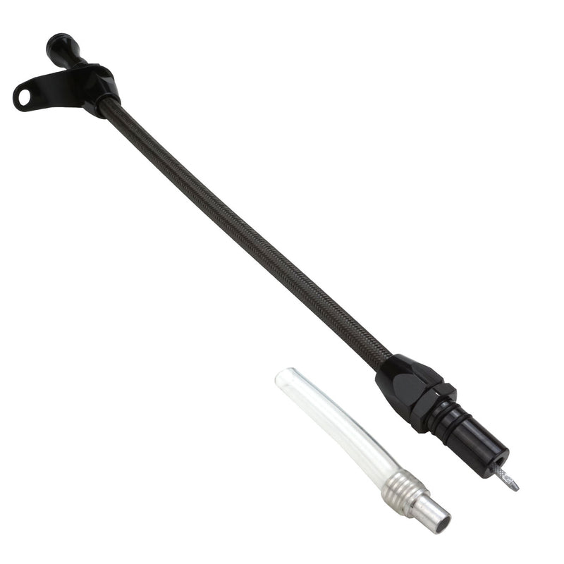 Proflow Transmission Dipstick, Black Braided Stainless Steel, Bellhousing Mount TH400