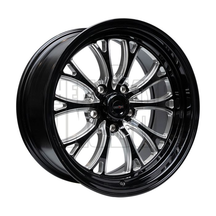 OUTLAW DRAG INTENSITY 17x7 -4"BS  GLOSS BLACK MILLED